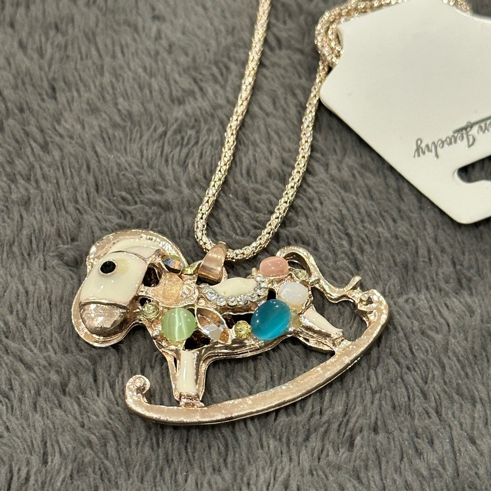 Gold and Multicolor Dog Pendant Necklace